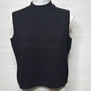 St. John Basics Santana Knit Sleeveless Zip Shoulder Top L Capsule Office Siren